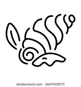 Um ícone de estilo de linha mostrando conch shell