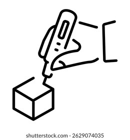 A line style icon showing a creative 3d pen