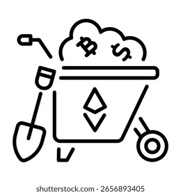 Ein Linienstil-Symbol mit Kryptowagen