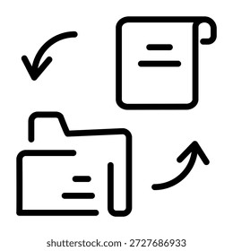 A line style icon showing data replication
