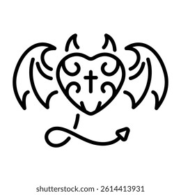 A line style icon showing a devil heart 