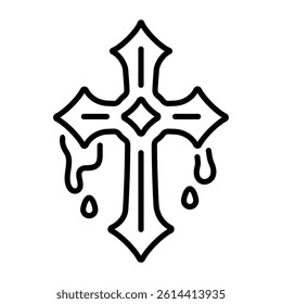A line style icon showing a dripping cross 