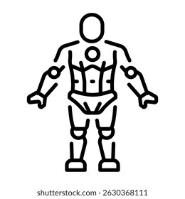 Un icono de estilo de línea que muestra el marco del exoesqueleto
