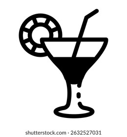 A line style icon showing fancy cocktail glass
