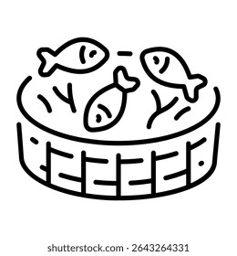 A line style icon showing fish trap