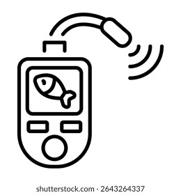 A line style icon showing fish detector