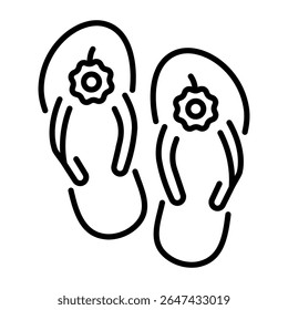 A line style icon showing flip flops