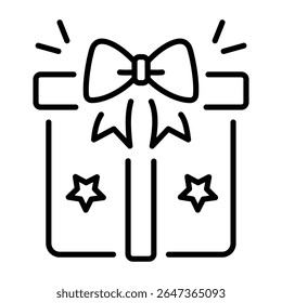 A line style icon showing gift box