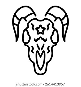 A line style icon showing a goat skull 