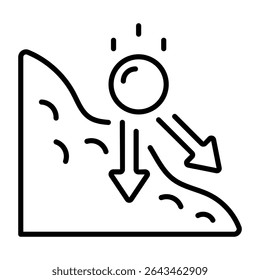 A line style icon showing gravity force  