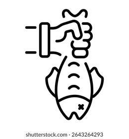 A line style icon showing holding fish