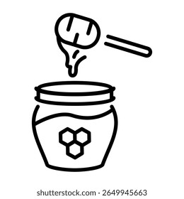 A line style icon showing honey jar