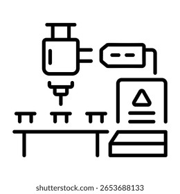A line style icon showing injection molding