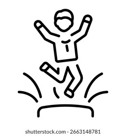 Um ícone de estilo de linha mostrando o salto