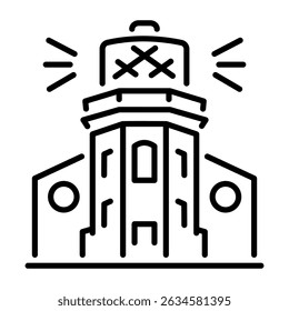 Um ícone de estilo de linha mostrando a torre do farol de londres
