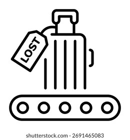 Un icono de estilo de línea que muestra la bolsa perdida