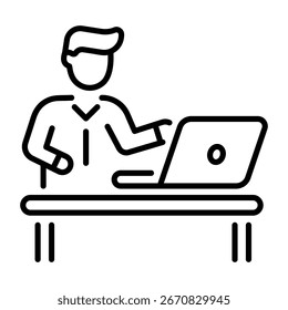 A line style icon showing manager