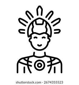 A line style icon showing native man