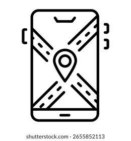Icono de estilo de línea que muestra el App de navegación