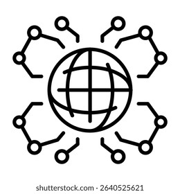 A line style icon showing a networking connection