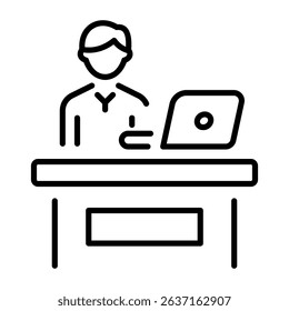 A line style icon showing a news director