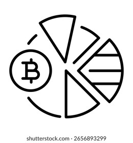 A line style icon showing a pie chart