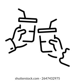 A line style icon showing refreshing drinks