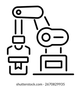 Un icono de estilo de línea que muestra la mano del robot