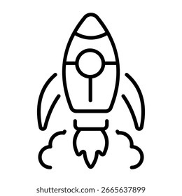 A line style icon showing rocket