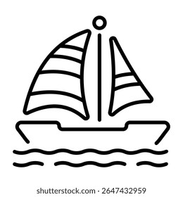 A line style icon showing sailing boat