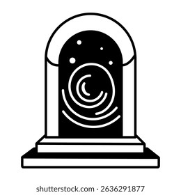 Un icono de estilo de línea que muestra el portal espacial de ciencia ficción
