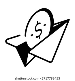 Un icono de estilo de línea que muestra enviar dinero