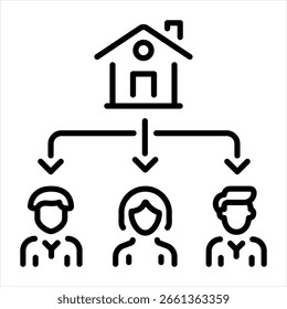 Um ícone de estilo de linha mostrando a propriedade compartilhada