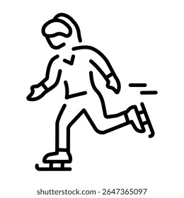 Un icono de estilo de línea que muestra el patinaje