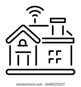 A line style icon showing a smart home 