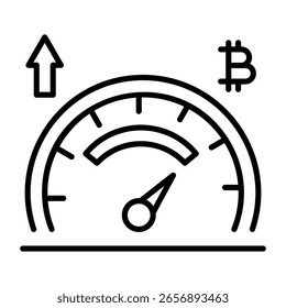 Um ícone de estilo de linha mostrando o velocímetro