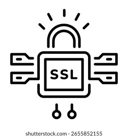 Un icono de estilo de línea que muestra la seguridad SSL