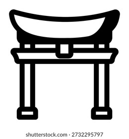Un icono de estilo de línea que muestra la puerta del templo