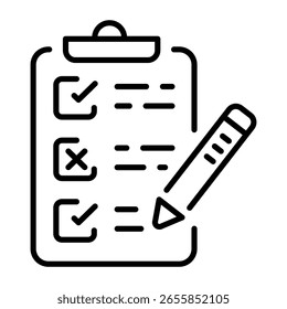 A line style icon showing testing