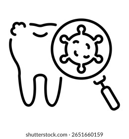 A line style icon showing tooth decay