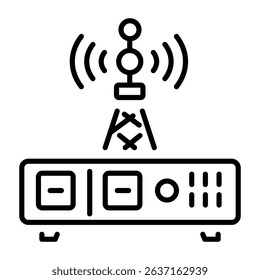 A line style icon showing transmitter with signals