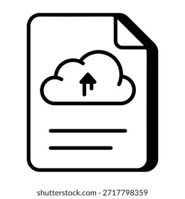 A line style icon showing uploading file