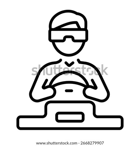 A line style icon showing virtual driving simulator