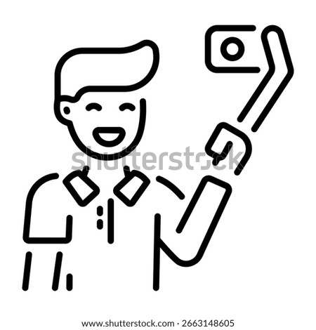 A line style icon showing a vlogging character 
