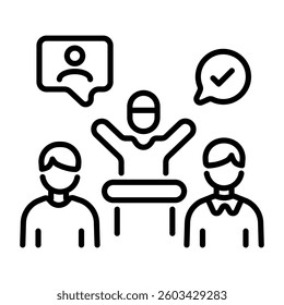 A line style icon showing volunteer support 