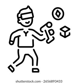 A line style icon showing vr experience