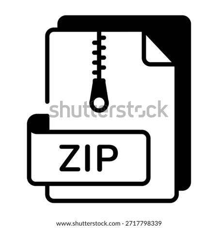 A line style icon showing zip file