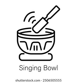 A line style icon of singing bowl 