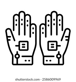 A line style icon of smart gloves 