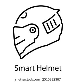 A line style icon of smart helmet